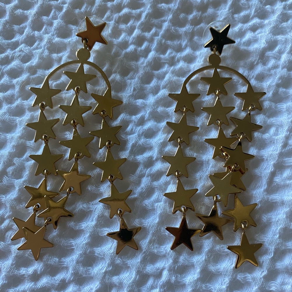 J.Crew Star Chandelier Gold Star Earrings